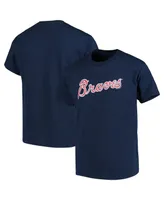 Big Boys Atlanta Braves Distressed Logo T-shirt - Navy Blue