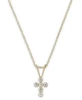 Children's Cubic Zirconia Cross Pendant Necklace in 14k Gold