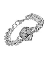 Steeltime Men's Stainless Steel Lion Head Chain Link Bracelet