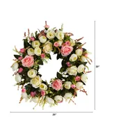 Rose Artificial Wreath, 20"