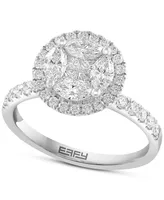 Effy Diamond Round Halo Cluster Bridal Set (1-1/2 ct. t.w.) in 14k White Gold