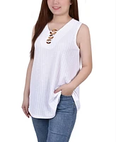 Women's Sleeveless Ribbed Top with Triple Rings