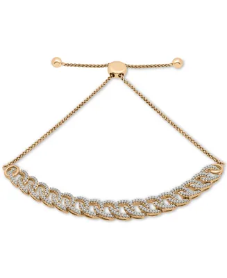 Wrapped Diamond Large Link Bolo Bracelet (1/2 ct. t.w.) Sterling Silver or 14k Gold-Plated Silver, Created for Macy's