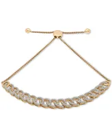 Wrapped Diamond Large Link Bolo Bracelet (1/2 ct. t.w.) Sterling Silver or 14k Gold-Plated Silver, Created for Macy's