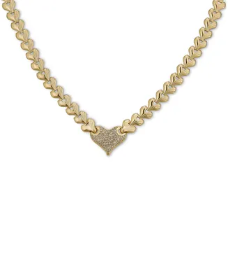 Diamond Heart 17" Heart Link Necklace (5/8 ct. t.w.) in 14k Gold-Plated Sterling Silver - Gold