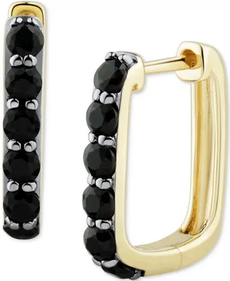 Onyx Square Hoop Earrings in 14k Gold
