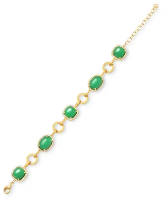 Dyed Green Jade & White Topaz (1 ct. t.w.) Halo Link Bracelet 14k Gold-Plated Sterling Silver (Also Lavender Red Jade)