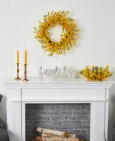 Forsythia Artificial Wreath, 22"