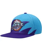 Men's Mitchell & Ness Turquoise and Purple Utah Jazz Hardwood Classics Sharktooth Snapback Hat