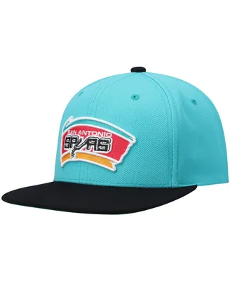 Men's Mitchell & Ness Teal and Black San Antonio Spurs Hardwood Classics Team Two-Tone 2.0 Snapback Hat