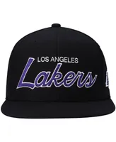 Men's Mitchell & Ness Black Los Angeles Lakers Hardwood Classics Script 2.0 Snapback Hat