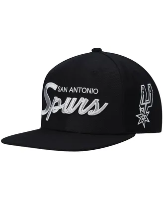 Men's Mitchell & Ness Black San Antonio Spurs Hardwood Classics Script 2.0 Snapback Hat