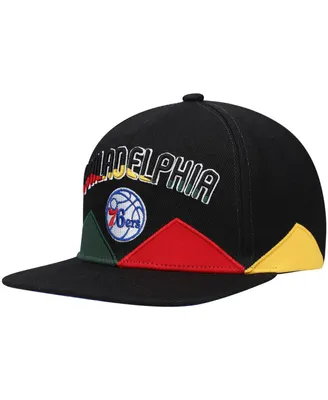 Men's Mitchell & Ness Black Philadelphia 76ers Black History Month Snapback Hat