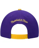 Men's Mitchell & Ness Purple and Gold Los Angeles Lakers Hardwood Classics Gradient Wordmark Snapback Hat