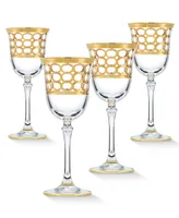 Lorren Home Trends 4 Piece Infinity Gold Ring Wine Goblet Set