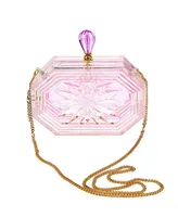 Women's Perfume Bottle Clear Flower Cut Acrylic Clutch