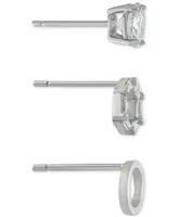 Giani Bernini 3-Pc. Cubic Zirconia Stud Earrings in Sterling Silver, Created for Macy's