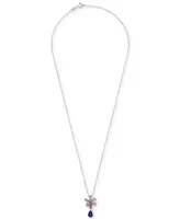 Multi-Gemstone (1-1/2 ct. t.w.) & Diamond (1/20 ct. t.w.) 18" Pendant Necklace in Sterling Silver