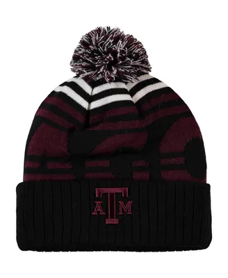 Men's Top of the World Black and Maroon Texas A&M Aggies Colossal Cuffed Knit Hat with Pom