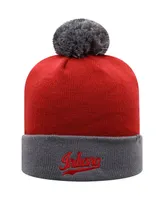 Men's Top of the World Crimson and Gray Indiana Hoosiers Core 2-Tone Cuffed Knit Hat with Pom