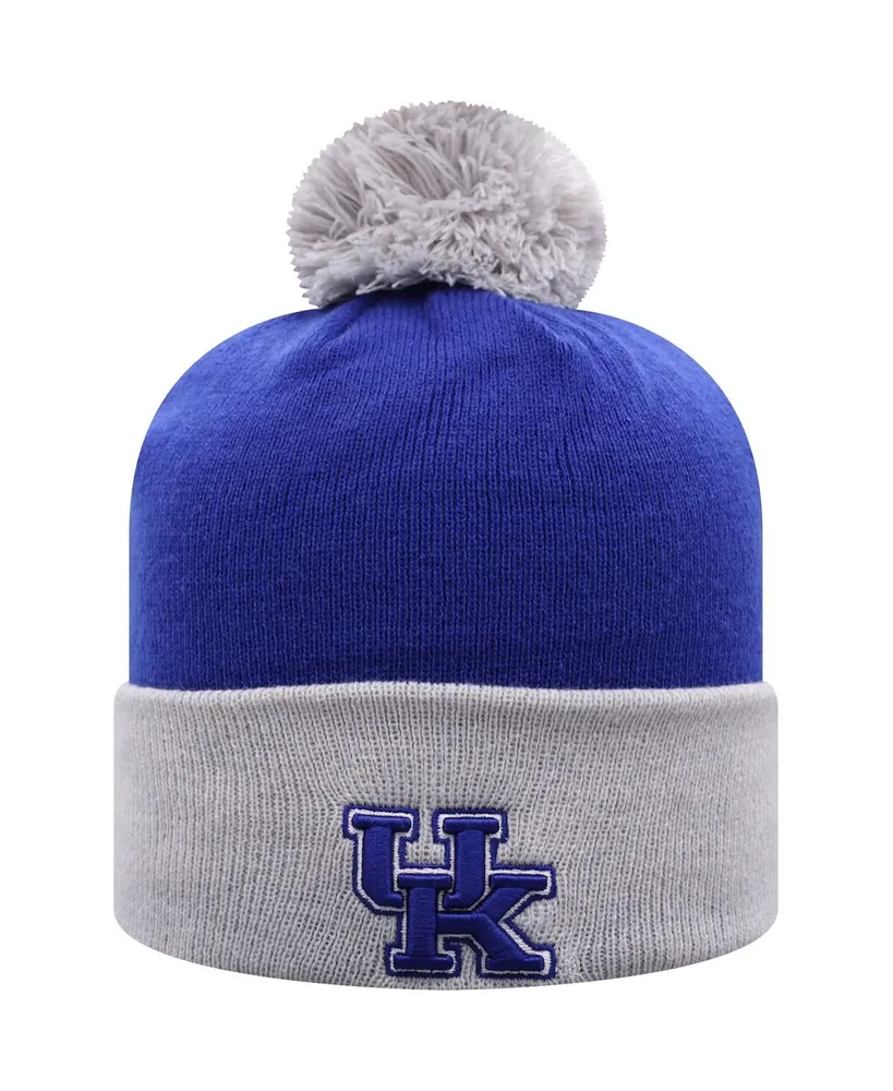 Men's Top of the World Royal and Gray Kentucky Wildcats Core 2-Tone Cuffed Knit Hat with Pom