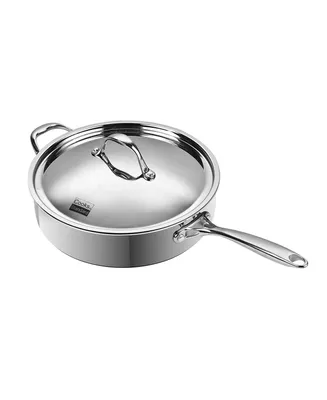 Cooks Standard Multi-Ply Clad Stainless Steel Saute Pan 10.5 Inch, 4 Quart Deep Frying Pan Skillet with Lid, Induction Cookware, Stay-Cool Handle
