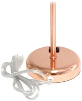 LimeLights Stick Lamp with Charging Outlet - White Shade, Rose Gold