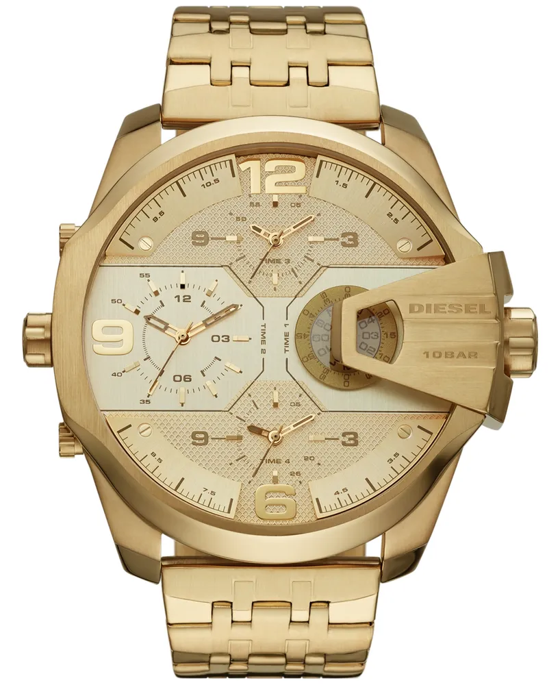 Diesel Men's Chronograph Uber Chief Gold-Tone Stainless Steel Bracelet Watch 54mm