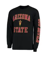 Men's Fanatics Black Arizona State Sun Devils Distressed Arch Over Logo Long Sleeve Hit T-shirt