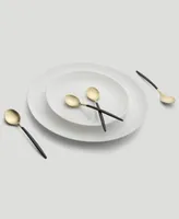 Cambridge Silversmiths Gaze Two Tone Black-Gold Satin Demi Spoon Set, 4 Piece - Black and Champagne Gold