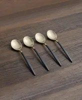 Cambridge Silversmiths Gaze Two Tone Black-Gold Satin Demi Spoon Set, 4 Piece - Black and Champagne Gold