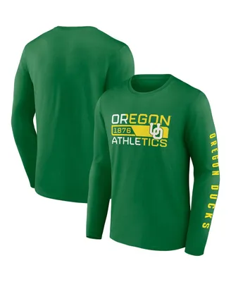 Men's Fanatics Green Oregon Ducks Broad Jump 2-Hit Long Sleeve T-shirt