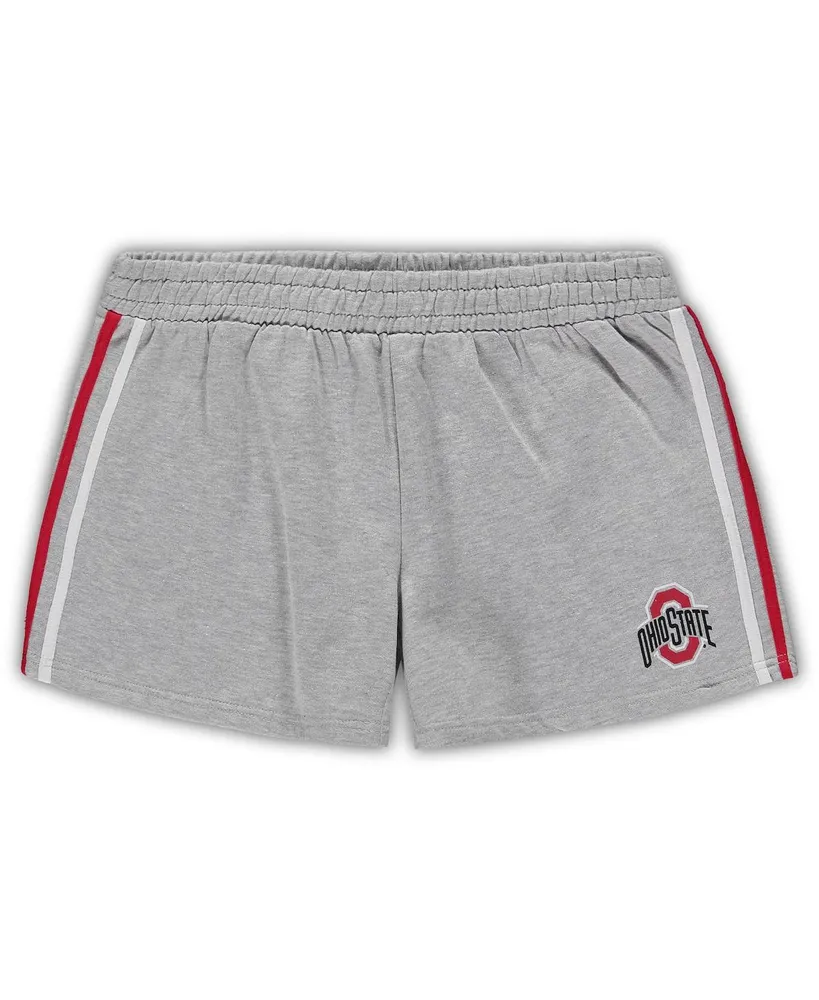 Women's Heathered Gray Ohio State Buckeyes Plus 2 Stripes Shorts