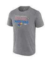 Men's Heathered Gray Kansas Jayhawks 2022 Ncaa Men's Basketball National Champions Synthetic T-shirt