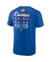 Men's Fanatics Royal Kansas Jayhawks 2022 Ncaa Basketball National Champions Schedule T-shirt