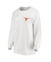 Women's Pressbox White Texas Longhorns Traditions Pennant Long Sleeve T-shirt