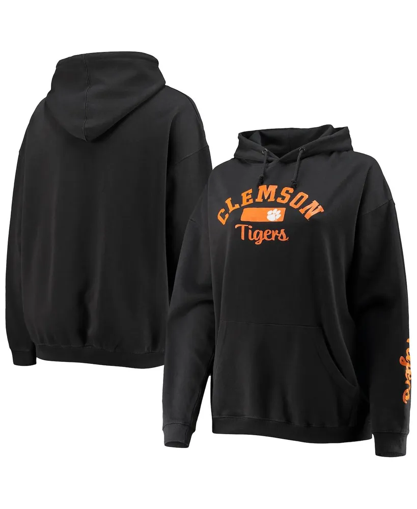 Women's Pressbox Black Clemson Tigers Rock n Roll Super Oversized Pullover Hoodie