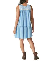 Lucky Brand Women's Embroidered Chambray Mini Dress