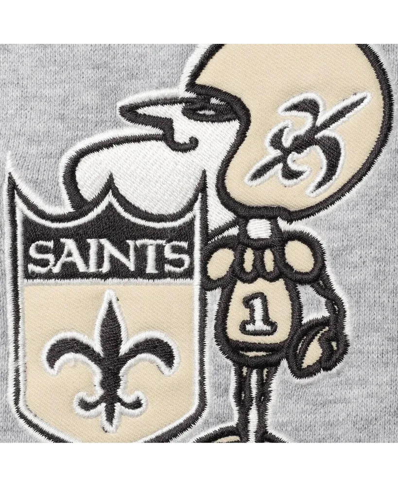 Men's '47 Heather Gray New Orleans Saints Double Block Throwback Pullover Hoodie