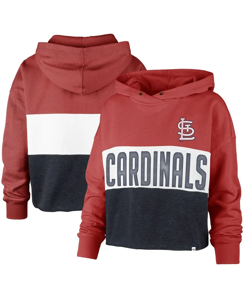 Women's '47 Heathered Red and Heathered Navy St. Louis Cardinals Lizzy Cropped Pullover Hoodie