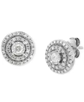 Diamond Halo Stud Earrings (1/2 ct. t.w.) in 14k White Gold