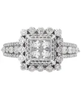 Diamond Princess Quad Cluster Ring (1-1/2 ct. t.w.) in 14k White Gold