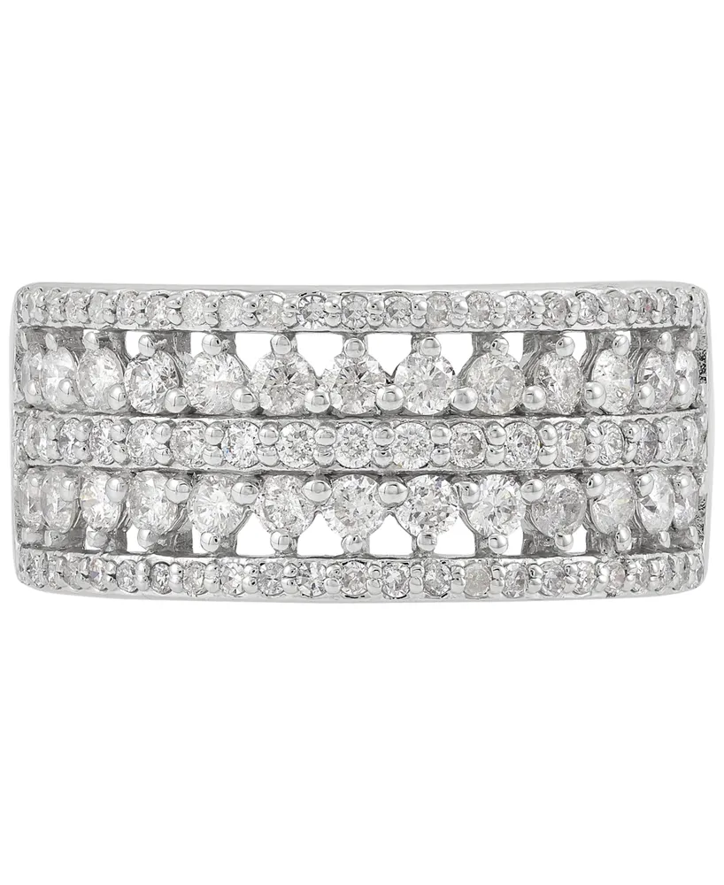 Diamond Multirow Ring (1 ct. t.w.) in 14k White Gold