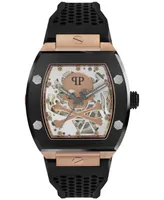 Philipp Plein Men's Automatic The $keleton Black Silicone Strap Watch 44mm