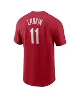 Men's Nike Barry Larkin Red Cincinnati Reds Cooperstown Collection Name & Number T-shirt