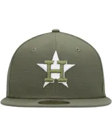 Men's New Era Olive Houston Astros Logo White 59FIFTY Fitted Hat