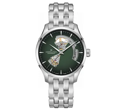 Hamilton Men's Automatic Jazzmaster Open Heart Smoked Green Stainless Steel Bracelet Watch 40mm