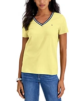 Tommy Hilfiger Women's Striped V-Neck Short-Sleeve T-Shirt