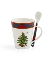 Christmas Tree Tartan Mug and Spoon Set