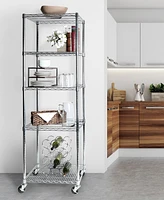 Seville Classics UltraDurable Commercial-Grade 5-Tier Nsf-Certified Steel Wire Wheeled Shelving